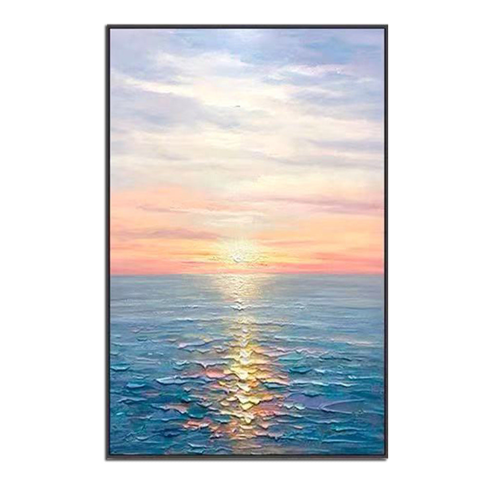 Hand Painted Abstract Oil Painting Wall Art Seascape Picture Minimalist Modern On Canvas Decorative For Living Room No Frame