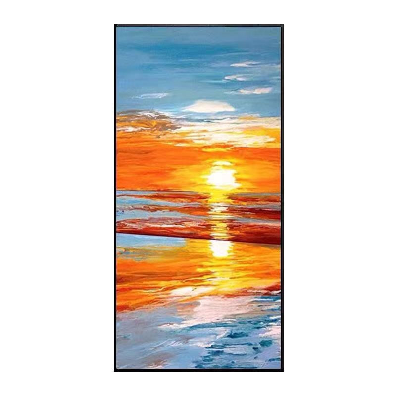 Hand Painted Romantic Sunset Landscape Canvas painting seascape beach Oil Painting Natural scenery Sea picture For Home Modern Decor No Frame