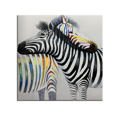 Colorful Zebra Wall Art Canvas Painting Restoring ancient ways Animal Posters 100% Handmade Living Room Pictures Unframed