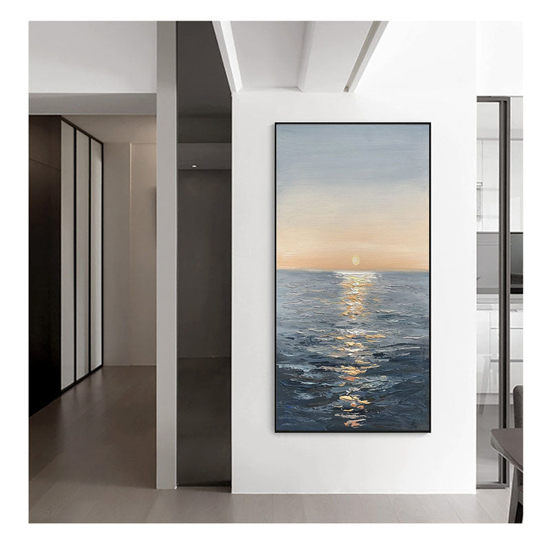 Handmade Canvas Oil Painting Interior Decoration Sea Sunset Modern Art Mural Living Room Bedroom Office Hotel Poster