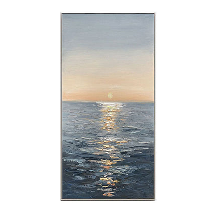 Handmade Canvas Oil Painting Interior Decoration Sea Sunset Modern Art Mural Living Room Bedroom Office Hotel Poster