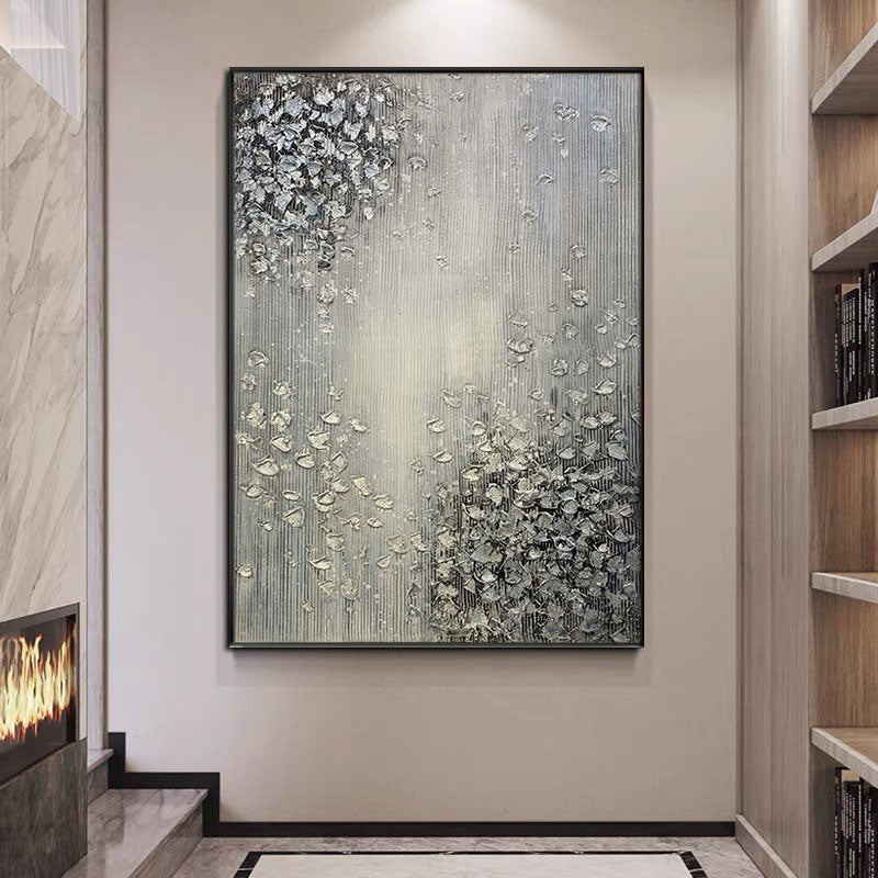 Hand Painted Abstract Oil Painting White Texture On Canvas Abstract Wall Art Picture Living Room Bedroom Wall Decor Unframed