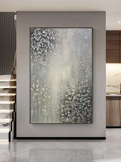 Hand Painted Abstract Oil Painting White Texture On Canvas Abstract Wall Art Picture Living Room Bedroom Wall Decor Unframed