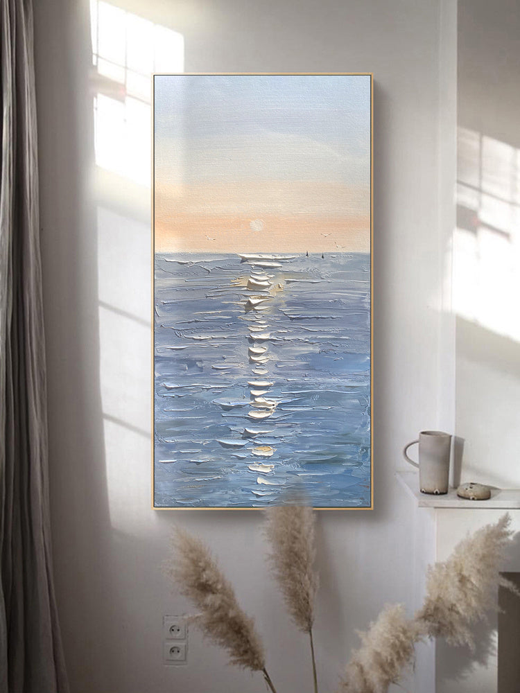 Handmade Canvas Oil Painting Interior Decoration Salon Sea Dawn Modern Art Mural Living Room Bedroom Office Hotel Hanging Poster