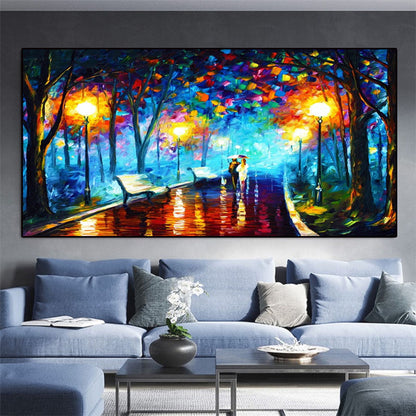 Hand Painted Night Thick Modern Canvas Oil Paintings Wall Art Abstract Landscape Pictures For Living Room Home Decoration