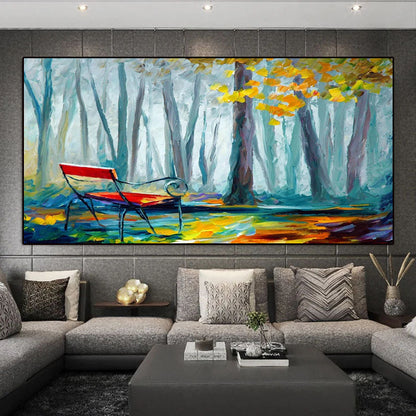 Hand painted abstract contracted manual rich tree family adornment of contemporary sitting room wall mural painting art hall