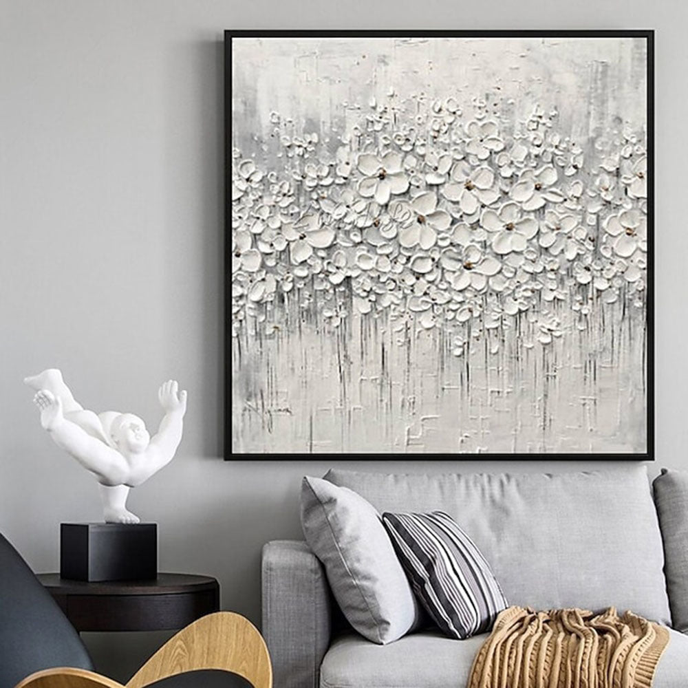 Hand Oil Painting Canvas Wall Art Decoration Palette Knife Painting White Plum for Home Living Room hallway bedroom luxurious decorative painting