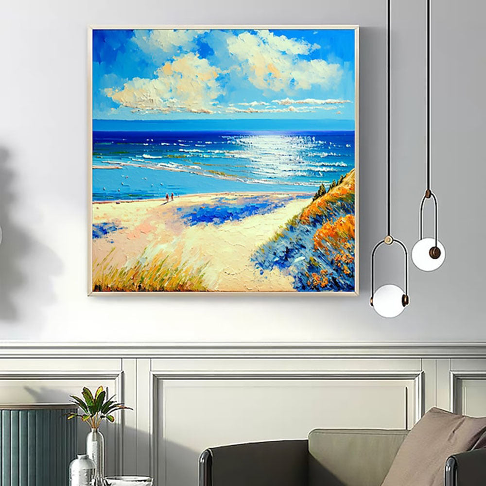 Handmade Oil Painting Canvas Wall Art Decor Original The Blue Ocean Abstract Scenery Painting for Home Decor  Living Room hallway bedroom luxurious decorative painting