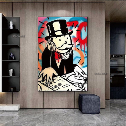 Handmade Hand Painted Oil Painting Wall Street Art Modern Abstract Alec Monopoly Millionaire Painting Home Living Room hallway bedroom luxurious decorative painting