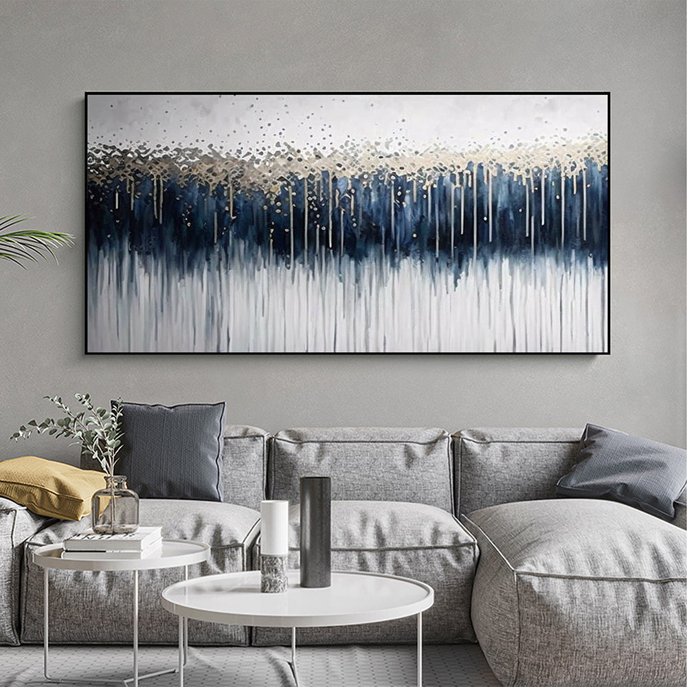 Hand Painted Oil Painting Abstract Blue White oil Painting On Canvas Modern Concise Painting Water Drop Wall Decor Large Wall Art Custom Living room Home Decor