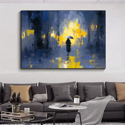 Hand Painted Oil Painting Original Landscape Oil Painting On Canvas Abstract Portrait Painting Living Room Wall Decor Custom Blue Scenery Painting Modern Wall Art