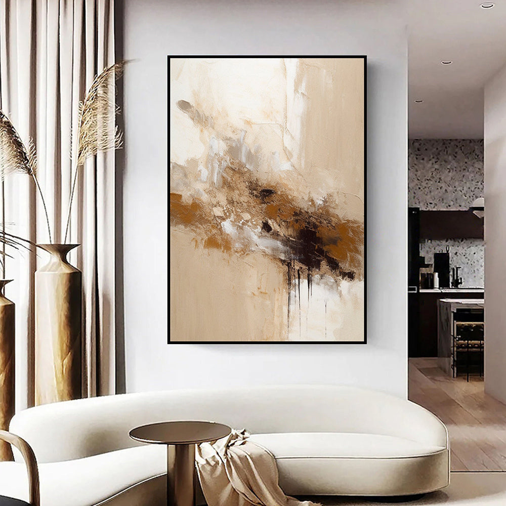 Hand Painted Oil Painting Beige Brown Abstract Painting Beige Painting Beige Wall Art Beige Texture Painting Neutral Abstract Painting on Canvas Plaster Art