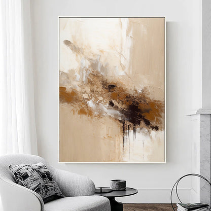 Hand Painted Oil Painting Beige Brown Abstract Painting Beige Painting Beige Wall Art Beige Texture Painting Neutral Abstract Painting on Canvas Plaster Art