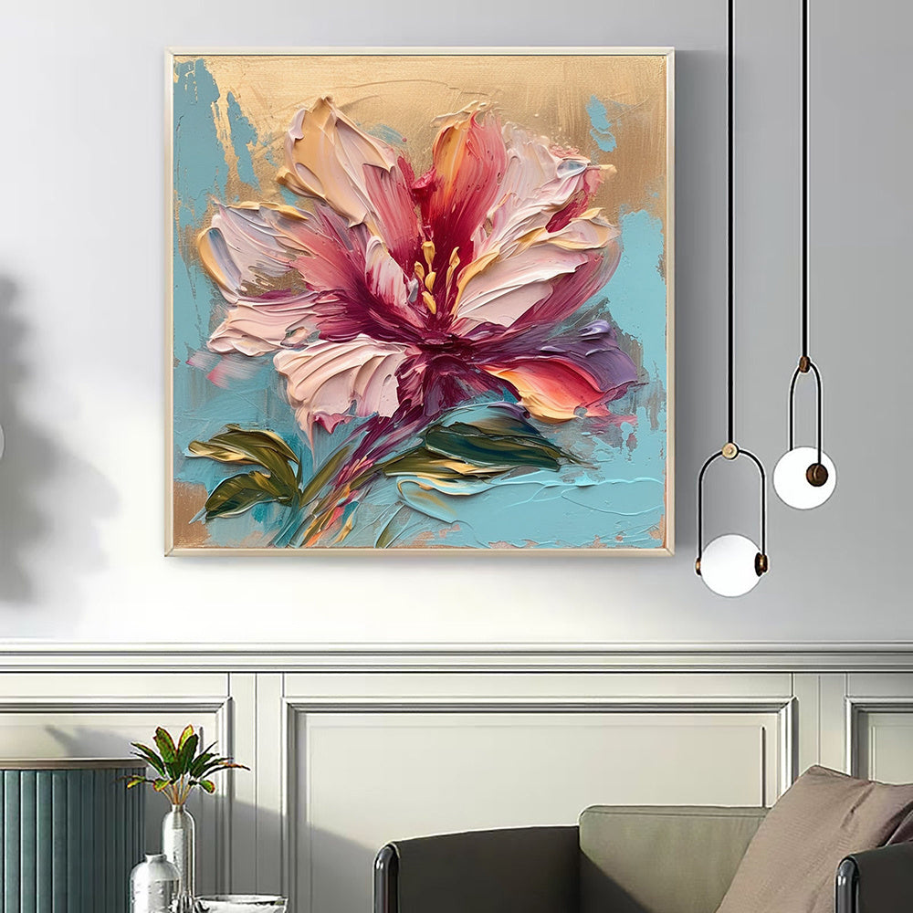 Hand Painted Oil Painting Abstract Original Flower Oil Painting On Canvas Large Wall Art Pink Floral Landscape Painting Custom Painting Living Room Home Decor