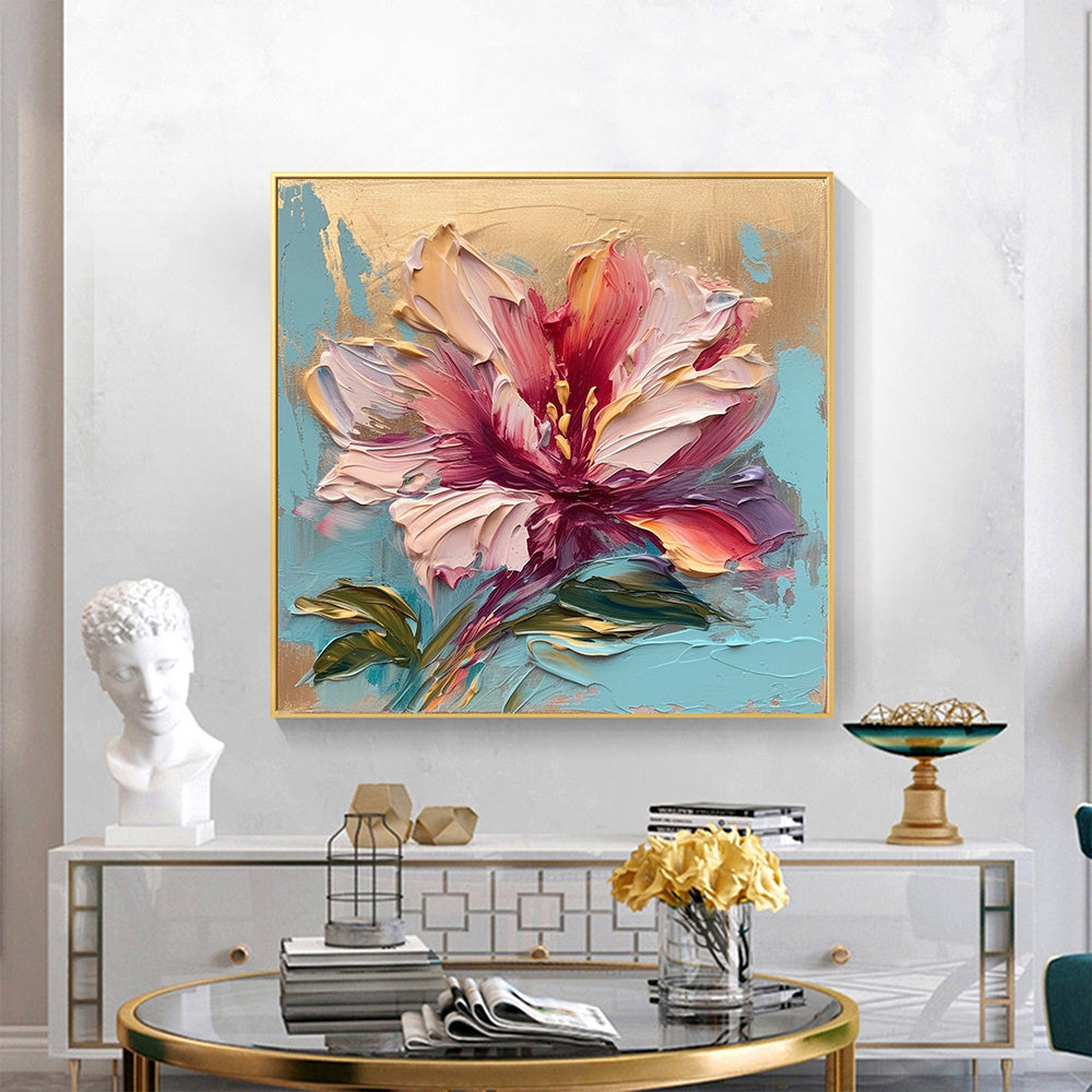 Hand Painted Oil Painting Abstract Original Flower Oil Painting On Canvas Large Wall Art Pink Floral Landscape Painting Custom Painting Living Room Home Decor