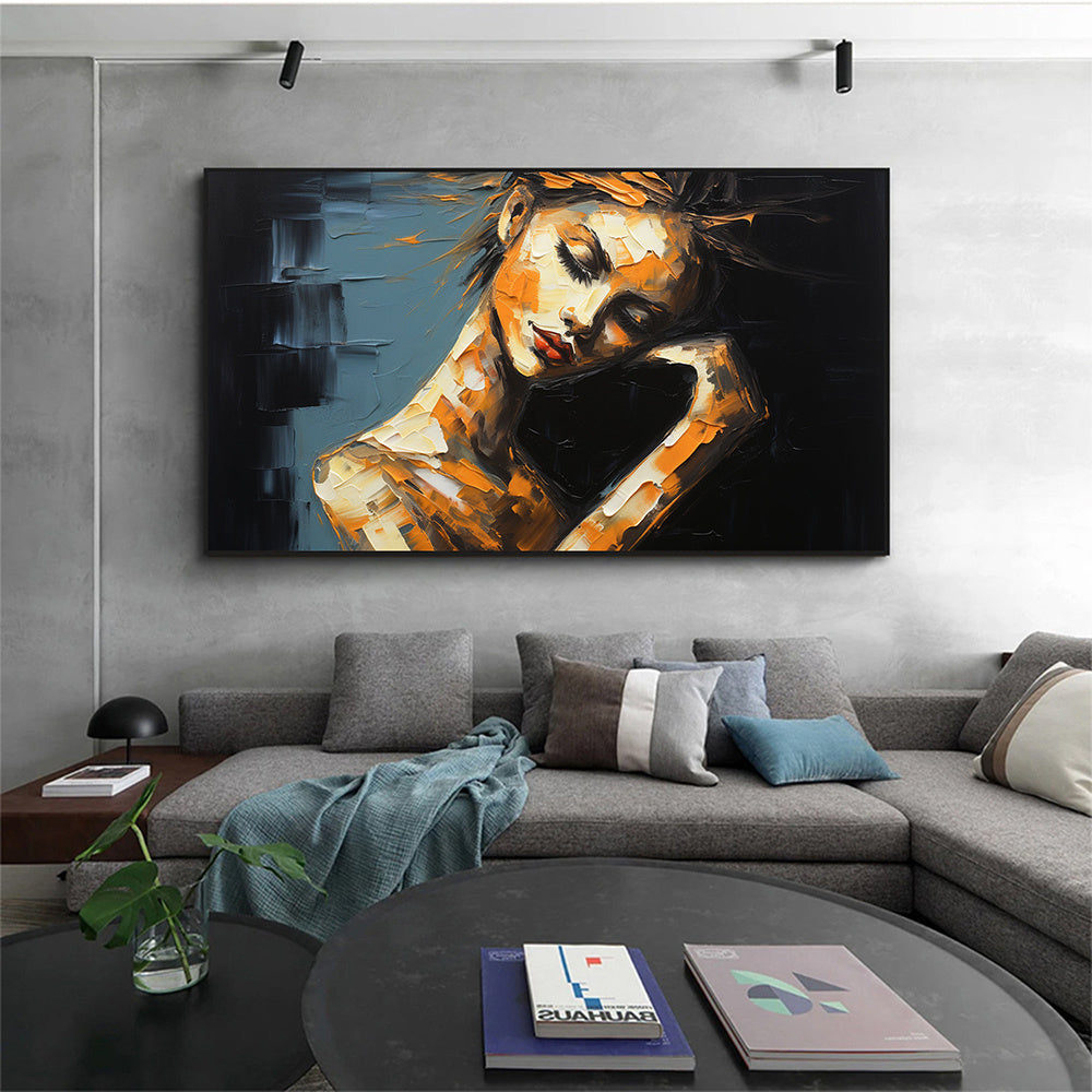 Hand Painted Oil Painting Abstract Beautiful Woman Oil Painting on Canvas Original Minimalist Portrait Art Custom Painting Modern Living Room Decor