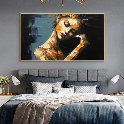 Hand Painted Oil Painting Abstract Beautiful Woman Oil Painting on Canvas Original Minimalist Portrait Art Custom Painting Modern Living Room Decor