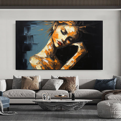 Hand Painted Oil Painting Abstract Beautiful Woman Oil Painting on Canvas Original Minimalist Portrait Art Custom Painting Modern Living Room Decor