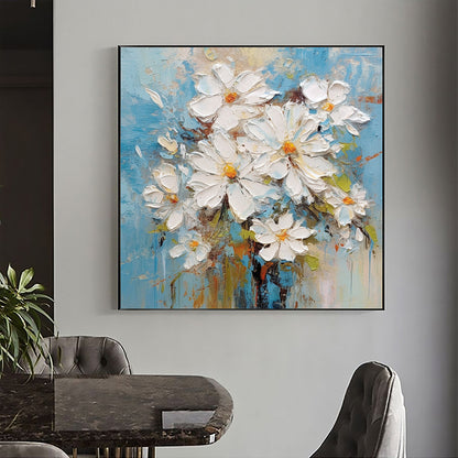 Hand Painted Oil Painting Abstract Original Flower Oil Painting On Canvas Large Wall Art Minimalist White Floral Painting Custom Painting Modern Wall Art Home Decor