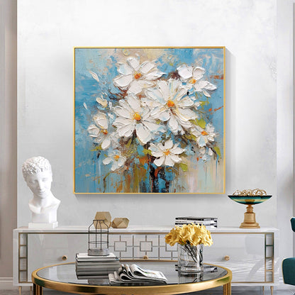 Hand Painted Oil Painting Abstract Original Flower Oil Painting On Canvas Large Wall Art Minimalist White Floral Painting Custom Painting Modern Wall Art Home Decor