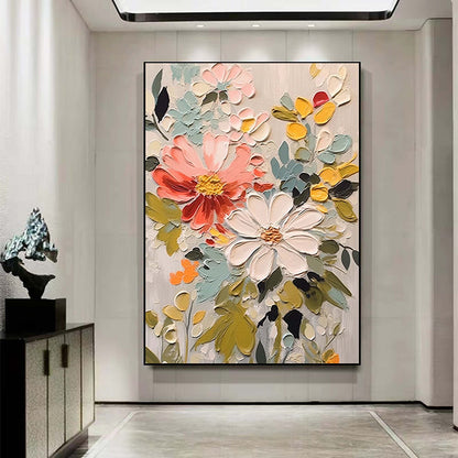 Hand Painted Oil Painting Abstract Flower oil Painting On Canvas Boho Wall Decor Original Floral Painting Large Textured Wall Art Custom Living room Home Decor