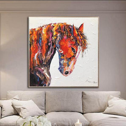 Hand Painted Oil Painting Abstract Horse Painting Large Oil Painting Horse Wall Art Original Horse Painting Horse Portrait Art Palette Knife Painting on Canvas