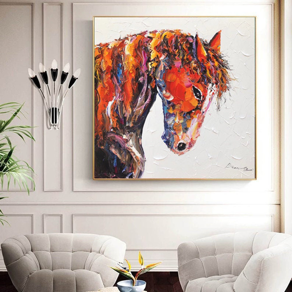 Hand Painted Oil Painting Abstract Horse Painting Large Oil Painting Horse Wall Art Original Horse Painting Horse Portrait Art Palette Knife Painting on Canvas