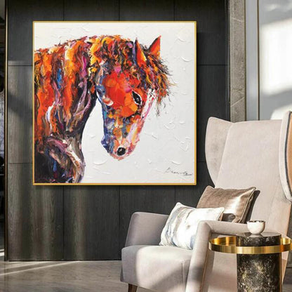 Hand Painted Oil Painting Abstract Horse Painting Large Oil Painting Horse Wall Art Original Horse Painting Horse Portrait Art Palette Knife Painting on Canvas