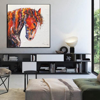 Hand Painted Oil Painting Abstract Horse Painting Large Oil Painting Horse Wall Art Original Horse Painting Horse Portrait Art Palette Knife Painting on Canvas