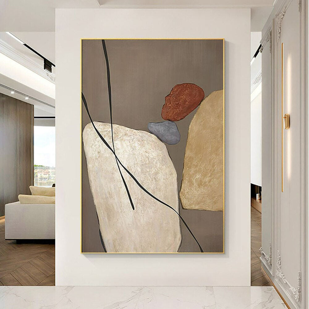 Handmade Abstract Art Hand Painted Yellow Gray Abstract Original Oil Painting Handmade Wall Art Paintings Decoration Home Living Room hallway bedroom luxurious decorative painting