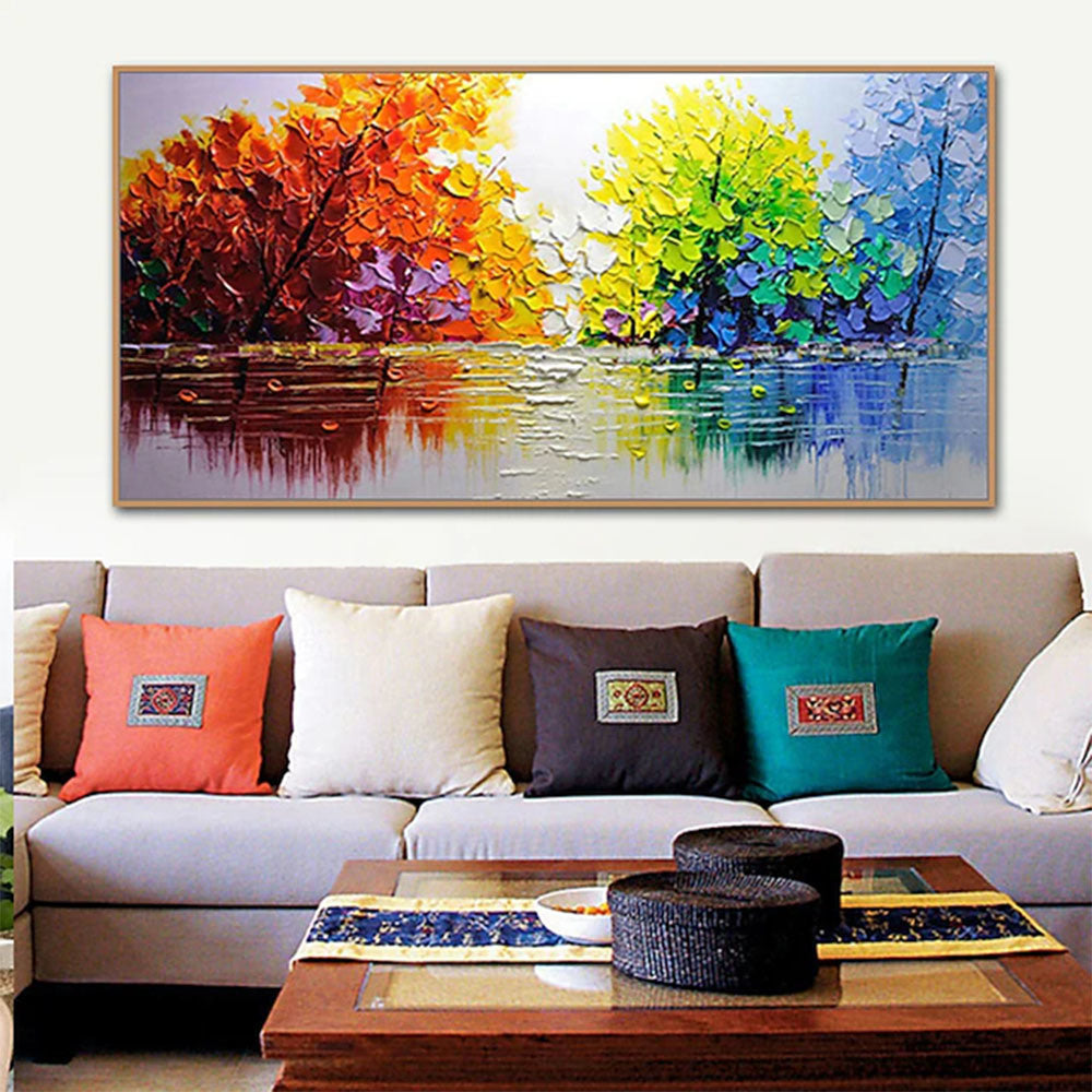 Hand Oil Painting Large Size Abstract Trees Landscape Oil Painting On Canvas Modern Pop Art Wall Picture For Home Decoration