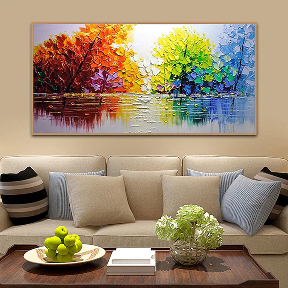 Hand Oil Painting Large Size Abstract Trees Landscape Oil Painting On Canvas Modern Pop Art Wall Picture For Home Decoration