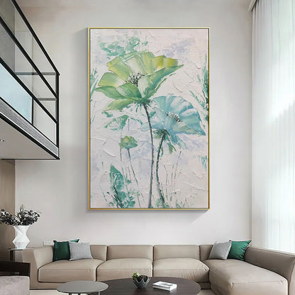 Hand painted Large Abstract Original Palette Knife Flower Oil Painting On Canvas Pink White Flower Living room Wall Decor Texture frame painting