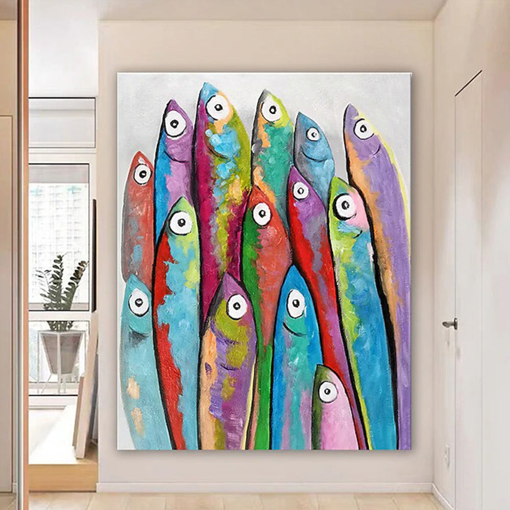 Handmade Oil Painting Canvas Wall Art Decoration Modern Animal Colourful Elephant Home Entryway Living Room Bedroom Luxurious Decoration Painting