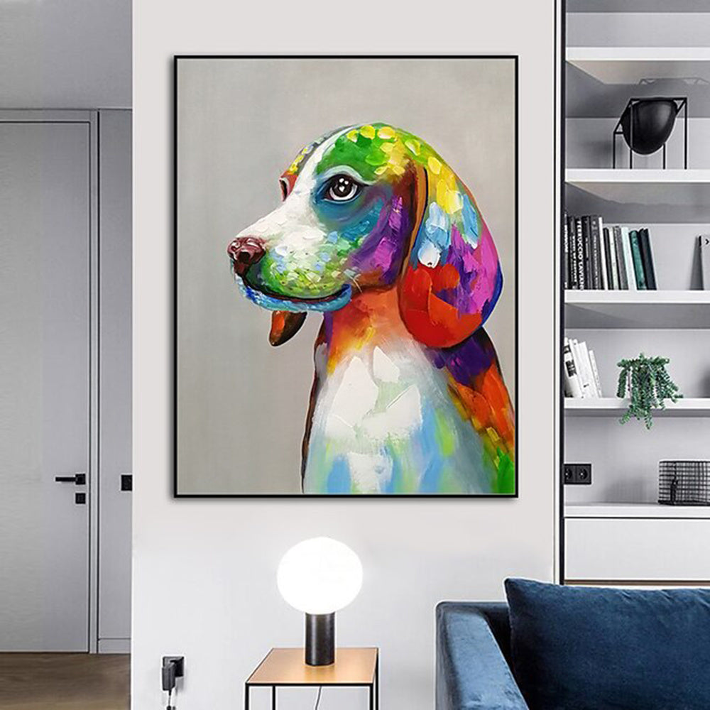 Oil Painting Handmade Hand Painted Wall Art Pop Cartoon Lion Animal Home Entryway Living Room Bedroom Luxurious Decoration Painting