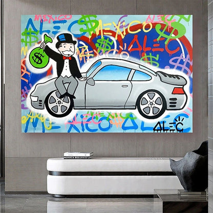 Hand Painted Oil Painting Modern Abstract Rich Alec Monopoly Painting Street Art Living Room Hallway Bedroom Luxurious Decorative Painting