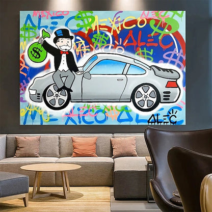 Hand Painted Oil Painting Modern Abstract Rich Alec Monopoly Painting Street Art Living Room Hallway Bedroom Luxurious Decorative Painting