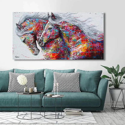 Hand Painted Oil Painting Abstract Horse Oil Paintings on Canvas Animal Wall Handpainted The Running Horse Painting Living Room Hallway Bedroom Decorative Painting