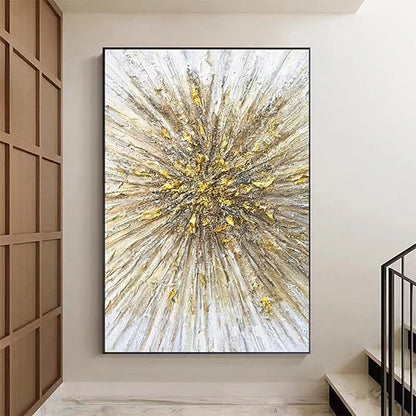 Hand Painted Oil Paintings Modern Landscape Gold Abstract Line Wall Art Picture For Living Room Home Decor Living Room Hallway Luxurious Decorative Painting