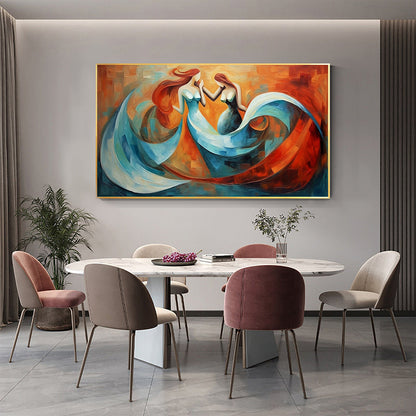 Hand Painted Oil Painting Abstract Beautiful Woman Oil Painting on Canvas Large Wall Art Original Blue Decor Minimalist Art Custom Painting Modern Living Room Decor