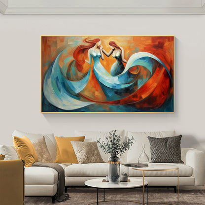 Hand Painted Oil Painting Abstract Beautiful Woman Oil Painting on Canvas Large Wall Art Original Blue Decor Minimalist Art Custom Painting Modern Living Room Decor