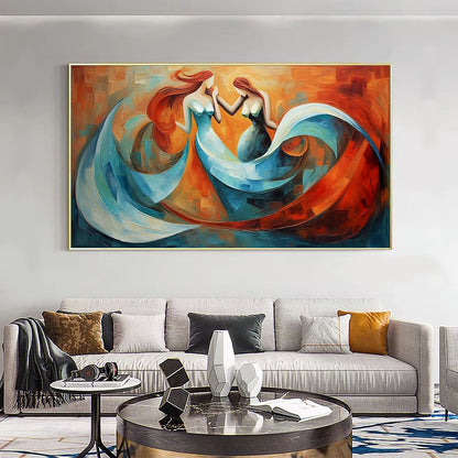 Hand Painted Oil Painting Abstract Beautiful Woman Oil Painting on Canvas Large Wall Art Original Blue Decor Minimalist Art Custom Painting Modern Living Room Decor