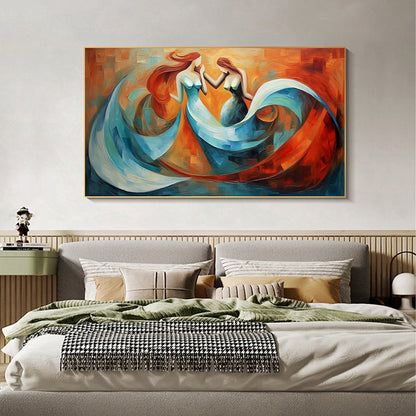 Hand Painted Oil Painting Abstract Beautiful Woman Oil Painting on Canvas Large Wall Art Original Blue Decor Minimalist Art Custom Painting Modern Living Room Decor