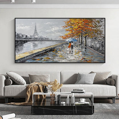 Hand Painted Oil Painting Paris Painting on Canvas Original Art Eiffel Tower Painting Large Wall Art Abstract Art Landscape Cityscape Painting Living Room Decor