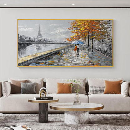 Hand Painted Oil Painting Paris Painting on Canvas Original Art Eiffel Tower Painting Large Wall Art Abstract Art Landscape Cityscape Painting Living Room Decor