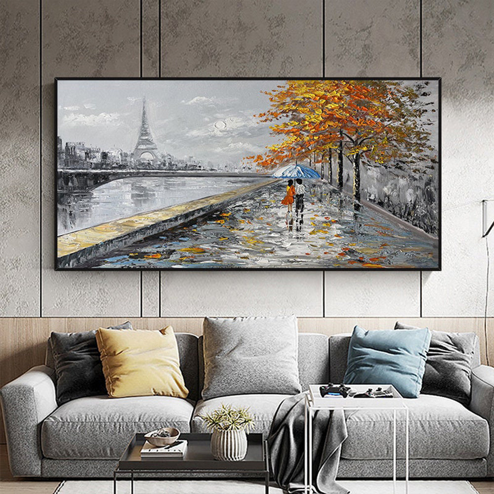 Hand Painted Oil Painting Paris Painting on Canvas Original Art Eiffel Tower Painting Large Wall Art Abstract Art Landscape Cityscape Painting Living Room Decor