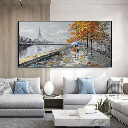 Hand Painted Oil Painting Paris Painting on Canvas Original Art Eiffel Tower Painting Large Wall Art Abstract Art Landscape Cityscape Painting Living Room Decor