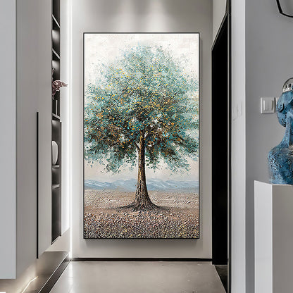 Hand Painted Oil Painting Original Tree Oil Painting on Canvas Extra Large Wall Art Abstract Minimalist Art Tree Wall Art Custom Painting Blue Decor Living Room Art