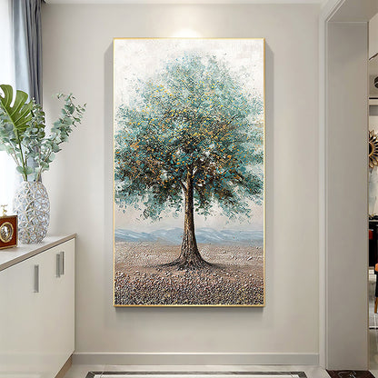 Hand Painted Oil Painting Original Tree Oil Painting on Canvas Extra Large Wall Art Abstract Minimalist Art Tree Wall Art Custom Painting Blue Decor Living Room Art