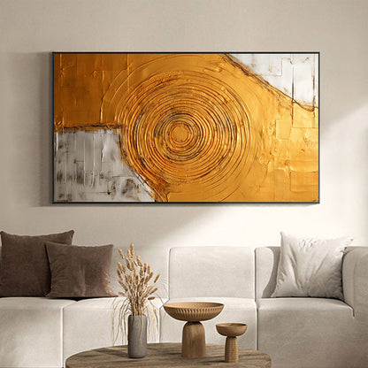 Hand Painted Oil Painting Minimalist Gold Circle Painting on Canvas Large Wall Art Original Abstract Art Golden Oil Painting Custom Painting Living Room Home Decor